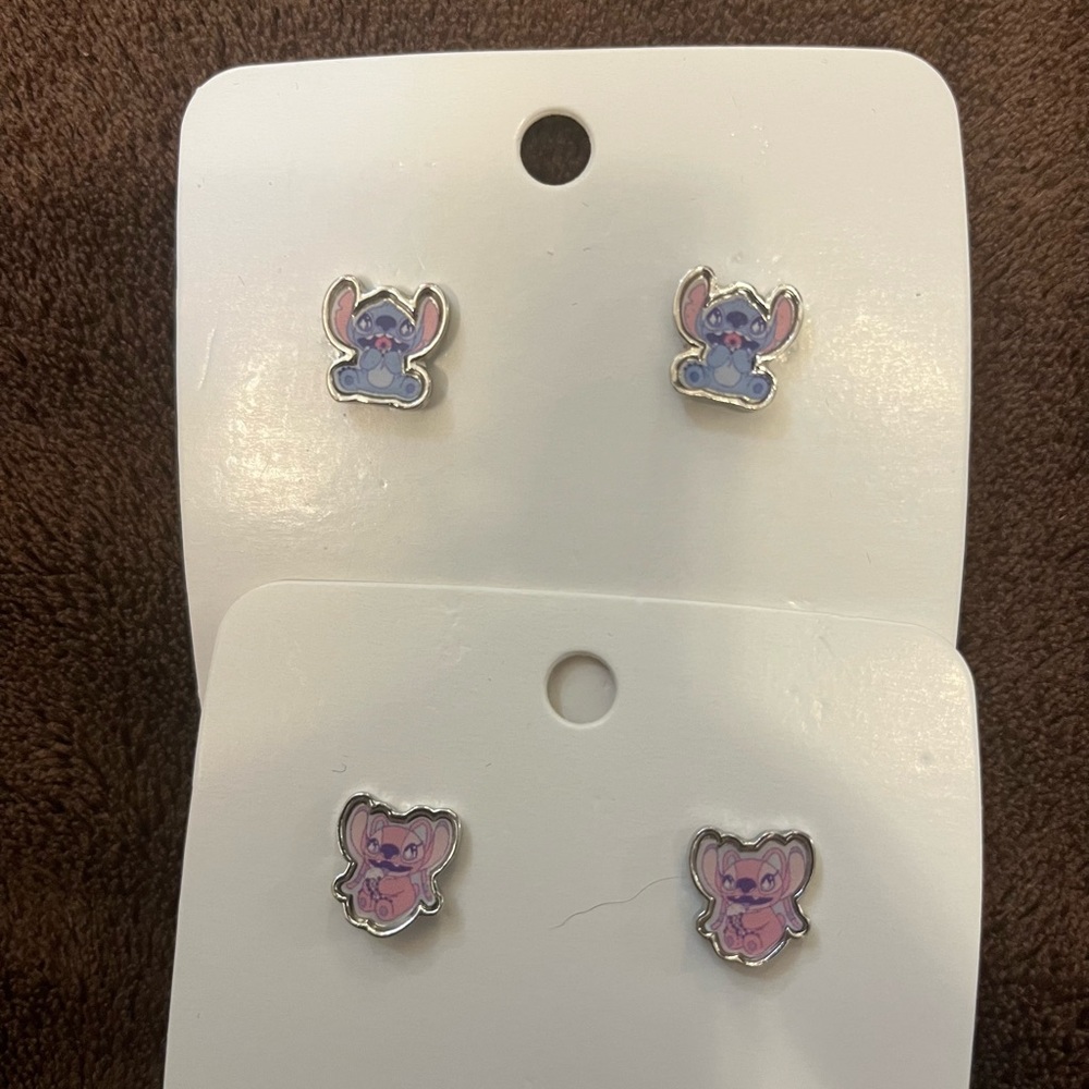 Cute Pink and Blue Cartoon Character Earrings